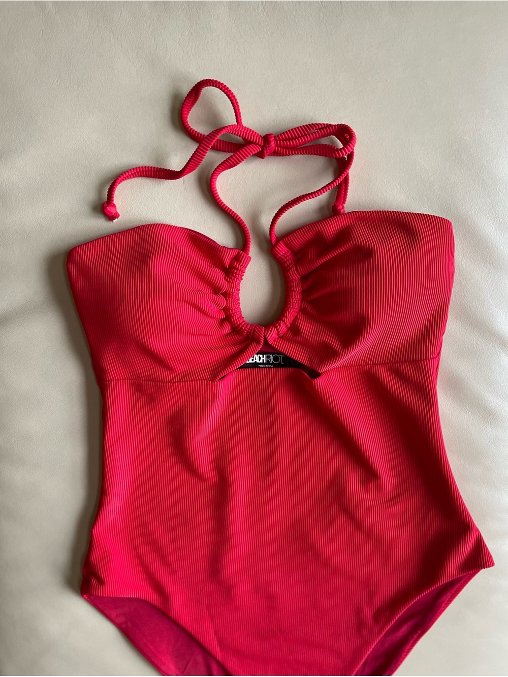 Beach Riot Phoenix Halter One-Piece Swimsuit; Color: Red; Size: Medium - Picture 13 of 16